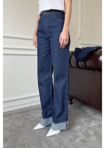 Duble Paça Denim Pantolon- Mavi