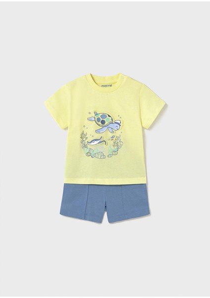 Yazlık Erkek Şort Takım - Sarı