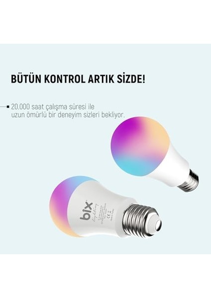 Sl-01 Aura Çok Renkli 9W Rgb Wifi-Bluetooth Uzaktan Kontrollü Akıllı Ampul