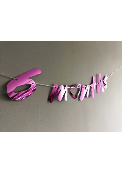 6 Months Pembe Renk Banner Ipli Duvar Süsü Yarım Yaş Altı Ay Parti Süsü fırsatları
