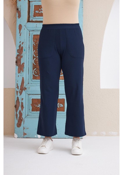 Bol Paça Büyük Beden Lacivert Eşofman Altı