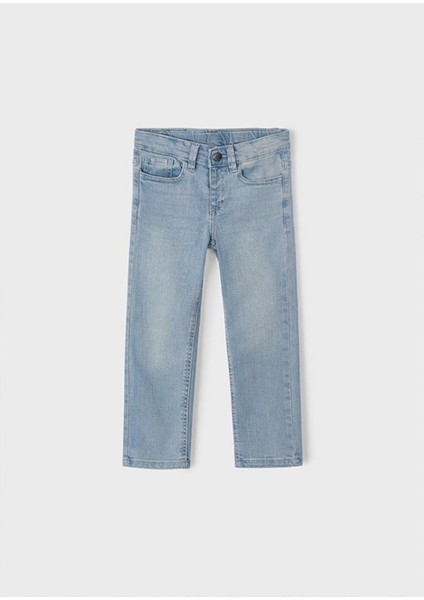 Yazlık Erkek Çocuk Basic - Regular Fit Denim Pantolon - Açık Grili Mavi