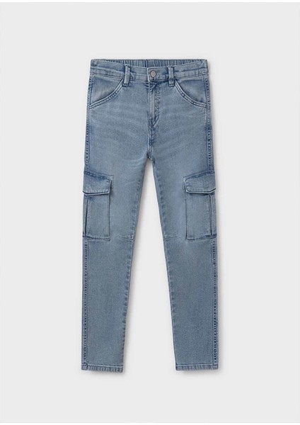 Yazlık Erkek Çocuk Denim Kargo Cep Pantolon - Mavi modelleri