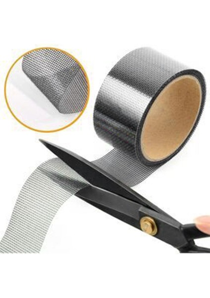 Yapışkanlı Sineklik Tülü Tamir Bandı Yırtık Kopmuş Delik Fiber Tül Yapıştırma Siyah 48 mm x 2 Metre