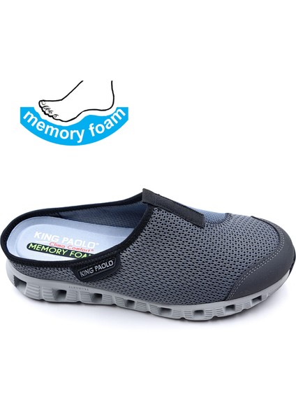K1275 Memory Foam Burnu Kapalı Gri Erkek Sabo Terlik