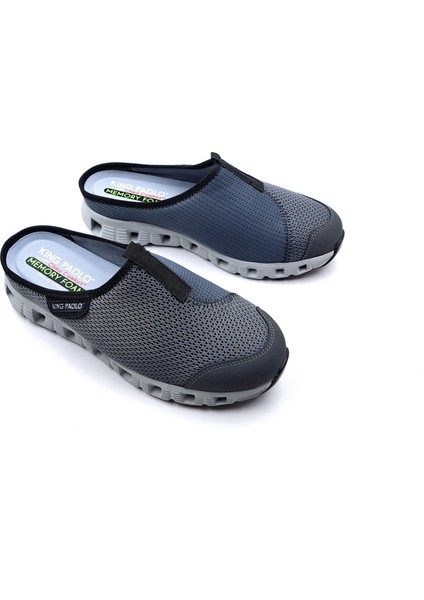 K1275 Memory Foam Burnu Kapalı Gri Erkek Sabo Terlik