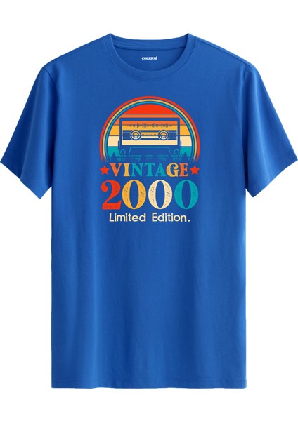 Vintage T-Shirt Mavi - Mixtape 2000 Doğum Günü Hediyesi