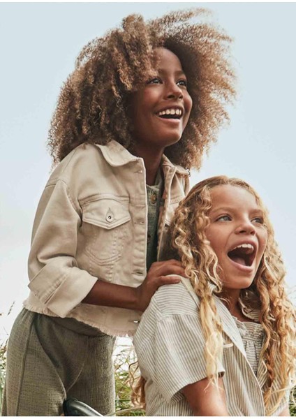 Yazlık Kız Çocuk Gabardin Ceket - Bej