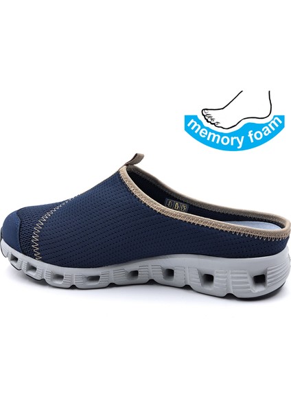 K1275 Memory Foam Burnu Kapalı Lacivert Erkek Sabo Terlik