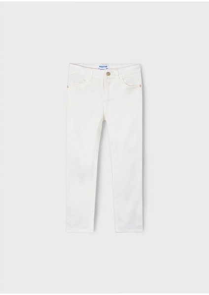 Yazlık - Mevsimlik Kız Çocuk Saten Pantolon - Ekru