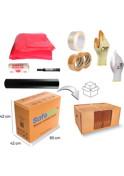 Safepak Premium Ev Taşıma Seti, Paketleme İçin Gerekli Tüm Malzemeler, Hızlı ve Güvenli Paketleme