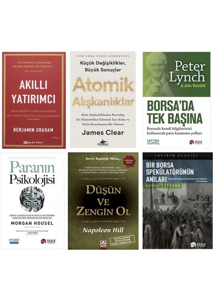 Akıllı Yatırımcı-Atomık Alıskanlıklar-Borsada Tek Basına-Paranın Psıkolojısı-Dusun ve Zengın Ol-Bır Borsa Spekulatorunun Anıları= 6 Set