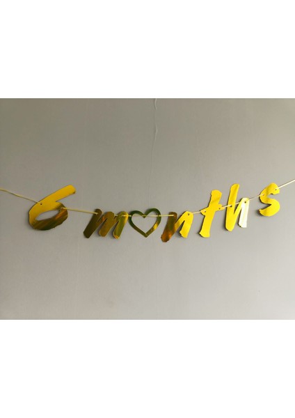 6 Months Gold Renk Banner Ipli Duvar Süsü Yarım Yaş Altı Ay Parti Süsü