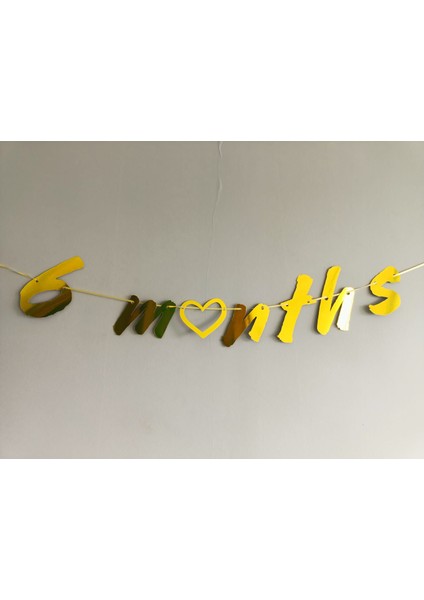 6 Months Gold Renk Banner Ipli Duvar Süsü Yarım Yaş Altı Ay Parti Süsü