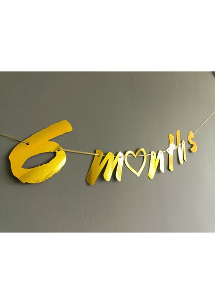 6 Months Gold Renk Banner Ipli Duvar Süsü Yarım Yaş Altı Ay Parti Süsü