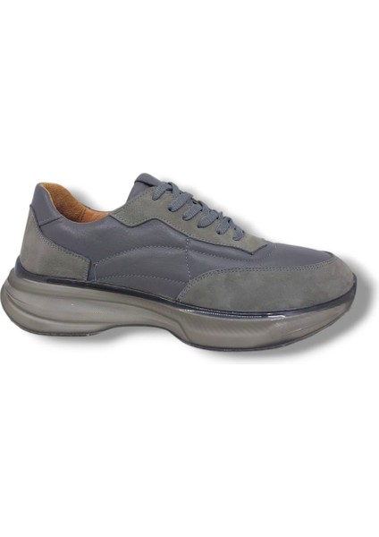 260-345 Erkek Gri Bağcıklı Hakiki Deri Casual Ayakkabı