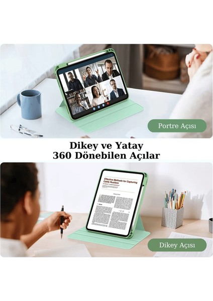 Apple iPad Air 13 2025 M3 Çip Uyumlu 360° Dönebilen Yatay Dikey Standlı Fuchsia Pino Tablet Kılıfı