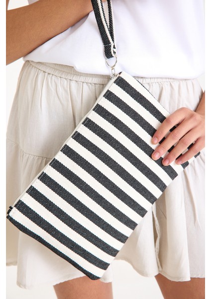 Premium Kadın Pamuk Dokuma Astarlı Renkli Clutch Portföy El Çantası