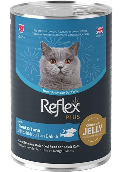 Plus Jöle Içinde Parça Etli Alabalık ve Ton Balıklı Yetişkin Kedi Konservesi 400GR