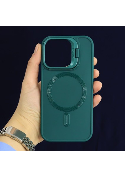 iPhone 15 Pro Max Uyumlu Standlı Magsafe Esnek Lüks Silikon Kılıf