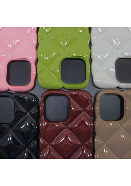 iPhone 12 Pro Max Uyumlu Puff Sliced Lüks Baklava Desen Görünümlü Silikon Kılıf