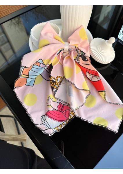 Pembe Çok Renkli Klipsli Kurdele Fiyonk Toka