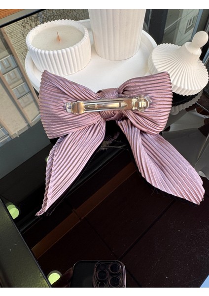 Pembe Somon Klipsli Kurdele Fiyonk Toka