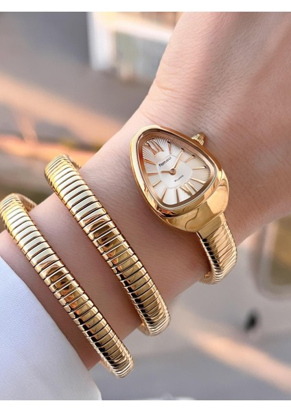 Yılan Dolamalı Çelik Kordon 2 Yıl Garantili 3 Atm Suya Dayanıklı Kadın Kol Saati C.03442.3