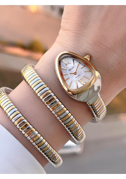 Yılan Dolamalı Çelik Kordon 2 Yıl Garantili 3 Atm Suya Dayanıklı Kadın Kol Saati C.03442.2