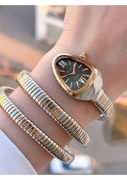Yılan Dolamalı Çelik Kordon 2 Yıl Garantili 3 Atm Suya Dayanıklı Kadın Kol Saati C.03442.1