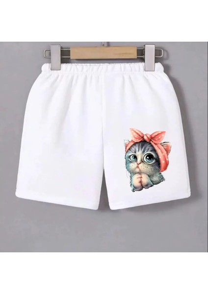 Kadın Beli Lastikli Baskılı Mini Şort