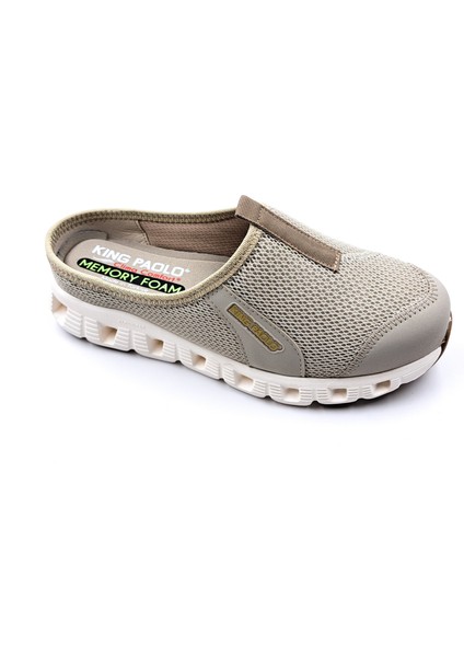 K5204 Memory Foam Burnu Kapalı Bej Kadın Sabo Terlik