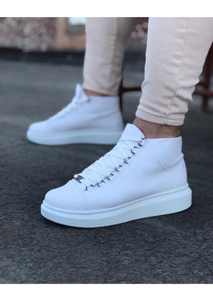 LISINYA947 CZ032 Beyaz Bağcıklı Sneakers Yarım Bilek Bot - 370821-1453