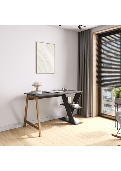 Lagomood Olivia Çalışma Masası 120 cm Antrasit Ceviz