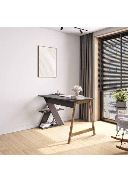 Lagomood Olivia Çalışma Masası 120 cm Antrasit Ceviz