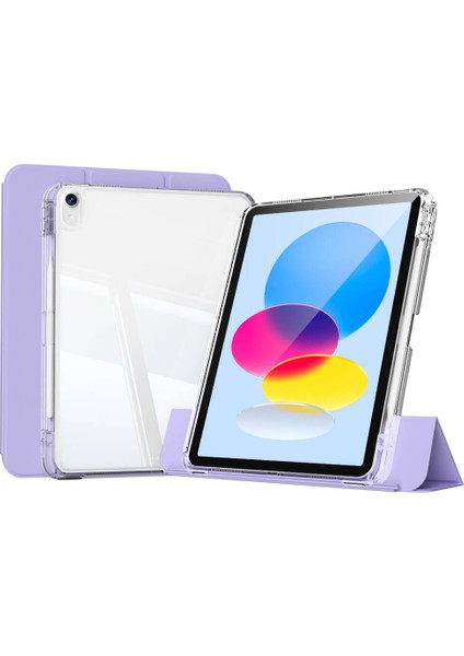 Apple iPad Air 11 M3 2025 Kılıf Pen Charge Şeffaf Kalem Bölmeli Kapağı Ayrılabilen Case A3267