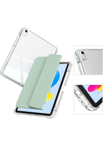 Apple iPad Air 11 M3 2025 Kılıf Pen Charge Şeffaf Kalem Bölmeli Kapağı Ayrılabilen Case A3267