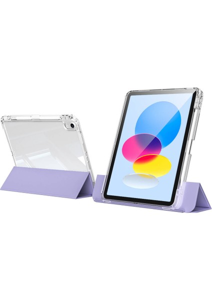 Apple iPad Air 11 M3 2025 Kılıf Pen Charge Şeffaf Kalem Bölmeli Kapağı Ayrılabilen Case A3267