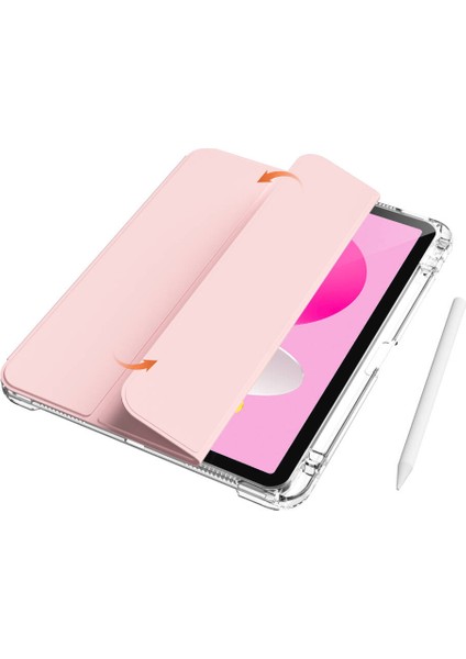 Apple iPad Air 11 M3 2025 Kılıf Pen Charge Şeffaf Kalem Bölmeli Kapağı Ayrılabilen Case A3267