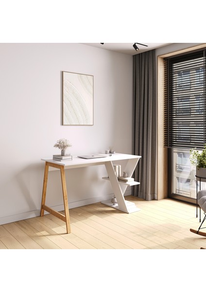 Lagomood Olivia Çalışma Masası 120 cm Beyaz Meşe
