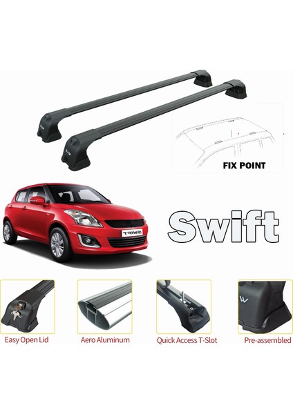 Suzuki Swift Ara Atkısı Siyah Set 2010-2017 Pro 3