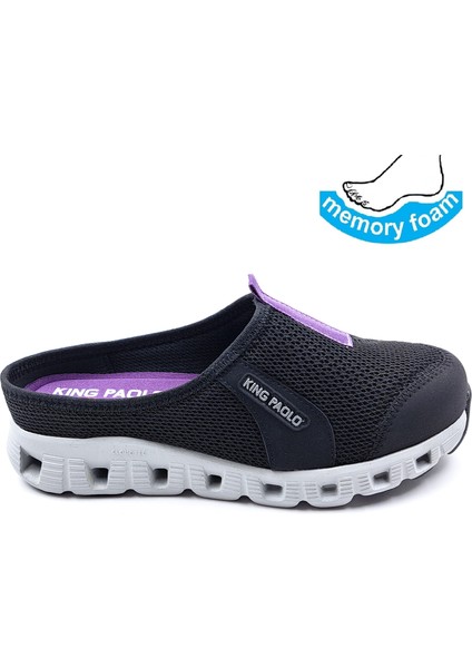 K5204 Memory Foam Burnu Kapalı Siyah Kadın Sabo Terlik