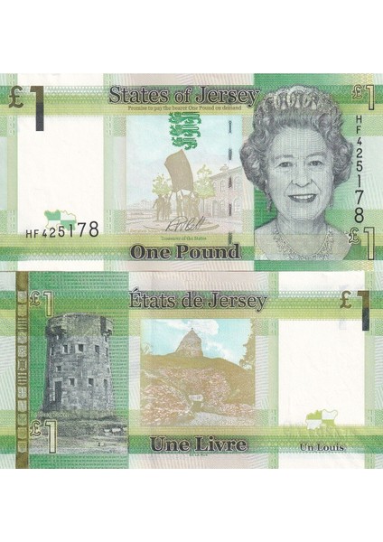 Jersey 1 Pound " Kraliçe Elizabeth " Yabancı Kağıt Para Çil (Unc) Koleksiyon Para