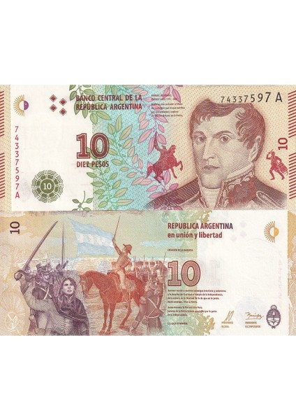 Arjantin 10 Pesos Yabancı Kağıt Para Çil (Unc) Koleksiyon Para