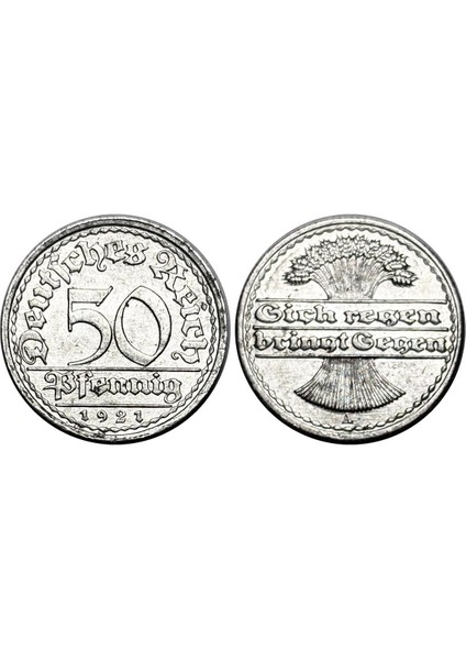 Almanya 1921 Yılı 50 Pfennig Yabancı Madeni Para Çil (Unc) Koleksiyon Para