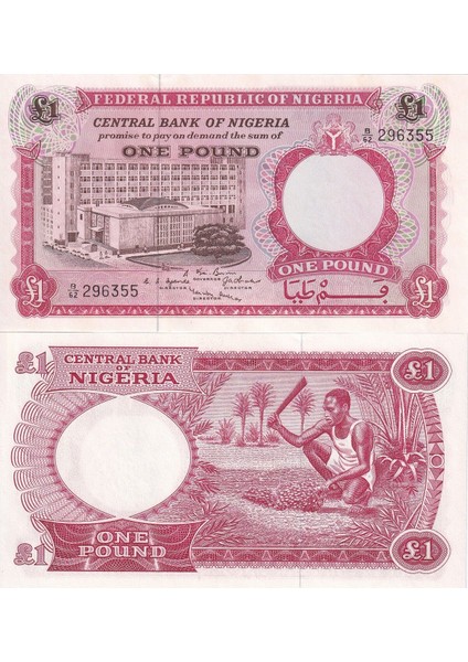 Nijerya 1 Pound Yabancı Kağıt Para Çil (Unc) Koleksiyon Para