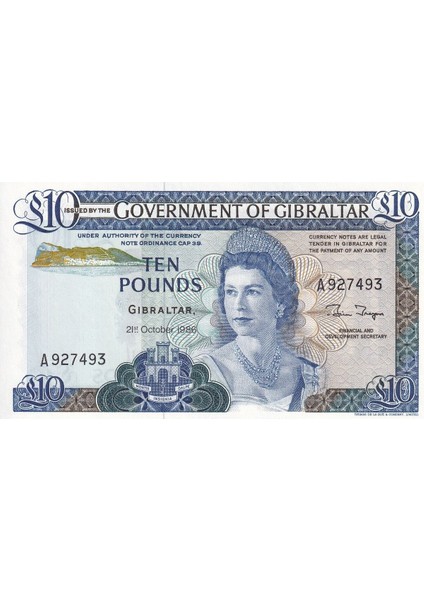 Cebelitarık ( Kraliçe Elizabeth ) 10 Dolar Yabancı Kağıt Para Çil (Unc) Koleksiyon Para