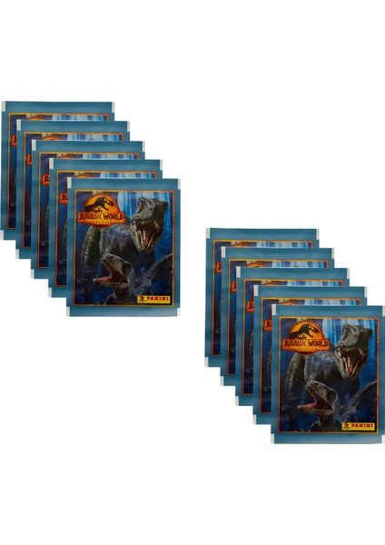 Jurassic World Dominion Panini 10 Paket Sticker Seti