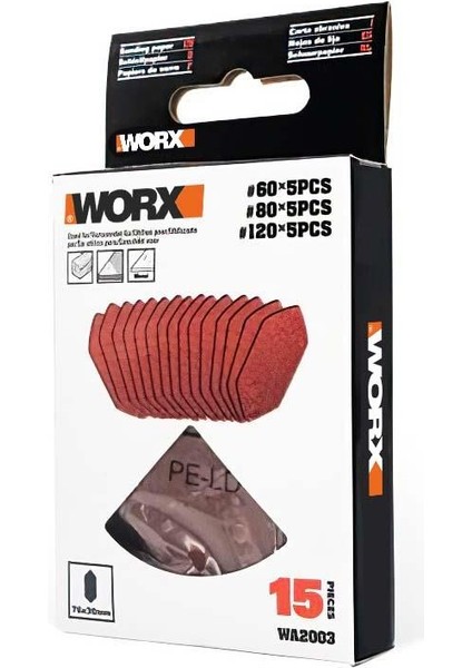 WA2003 76X30 mm 60, 80, 120 Kum, 15 Adet Cırtlı Universal Mouse Parmak Zımpara Kâğıdı Seti