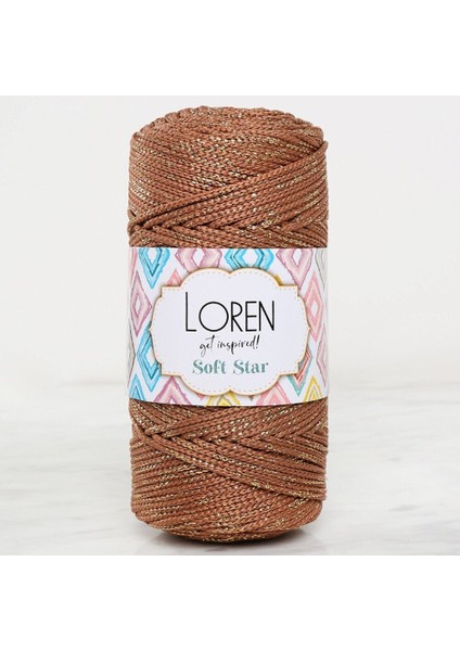 Soft Star Makrome ipi Sarı Simli Kahverengi